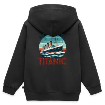 Junge liebt RMS Titanic Nur ein Junge, der liebt - Kinder Premium Organic Zip Hoodie - Schwarz - Hinten - AI Model Kid Male (0cm)