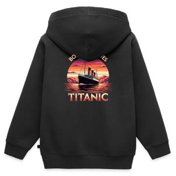 Les garçons qui aiment le Titanic - Sweat Premium à capuche zippé enfant bio - noir - Dos - AI Model Kid Male (0cm)