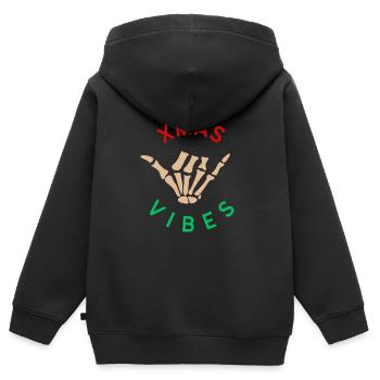 Xmas Vibes | XMAS - Sweat Premium à capuche zippé enfant bio - noir - Dos - AI Model Kid Male (0cm)