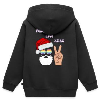 Frieden Liebe Weihnachten | XMAS - Kinder Premium Organic Zip Hoodie - Schwarz - Hinten - AI Model Kid Male (0cm)