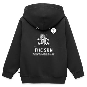 SONNENSCHUTZ EISCREME AVOID THE SUN - Kinder Premium Organic Zip Hoodie - Schwarz - Hinten - AI Model Kid Male (0cm)