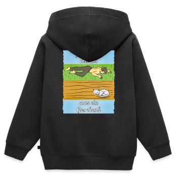 MENSCH TRAURIG KATZE - Kinder Premium Organic Zip Hoodie - Schwarz - Hinten - AI Model Kid Male (0cm)