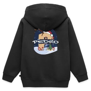 Impressionnant nom de Pedro w chapeau de père Noël dans le thème de Noël - Sweat Premium à capuche zippé enfant bio - noir - Dos - AI Model Kid Male (0cm)