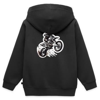 Motocross Moto Motocross Pilote Motocross Motocross - Sweat Premium à capuche zippé enfant bio - noir - Dos - AI Model Kid Male (0cm)