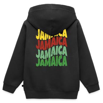 Belle idee cadeau souvenir de la Jamaique - Sweat Premium à capuche zippé enfant bio - noir - Dos - AI Model Kid Male (0cm)