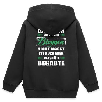Bloggen Lustiger Spruch für Mann & Frau - Kinder Premium Organic Zip Hoodie - Schwarz - Hinten - AI Model Kid Male (0cm)