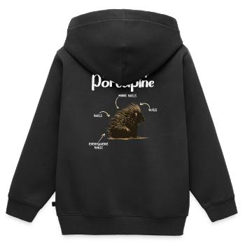 Anatomie Des Stachelschweins Naturliebhaber Stich - Kinder Premium Organic Zip Hoodie - Schwarz - Hinten - AI Model Kid Male (0cm)