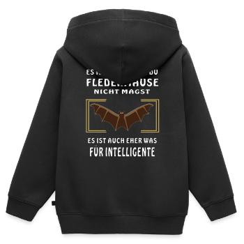 FLEDERMÄUSE FÜR INTELLIGENTE - Kinder Premium Organic Zip Hoodie - Schwarz - Hinten - AI Model Kid Male (0cm)
