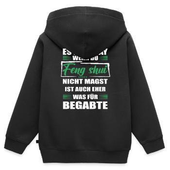 Feng shui Lustiger Spruch für Mann & Frau - Kinder Premium Organic Zip Hoodie - Schwarz - Hinten - AI Model Kid Male (0cm)