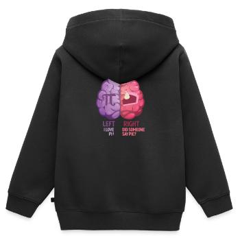 À gauche J’aime Pi Day À droite Quelqu’un a dit Tarte - Sweat Premium à capuche zippé enfant bio - noir - Dos - AI Model Kid Male (0cm)