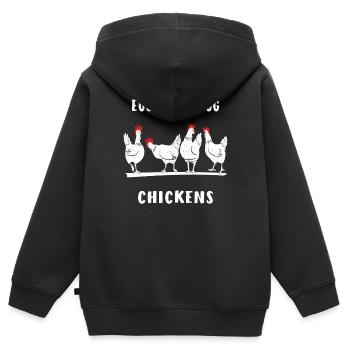 POULE OEUF POULES - Sweat Premium à capuche zippé enfant bio - noir - Dos - AI Model Kid Male (0cm)