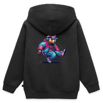 Bär Bären Bärenkopf Bär Braunbär Bären - Kinder Premium Organic Zip Hoodie - Schwarz - Hinten - AI Model Kid Male (0cm)