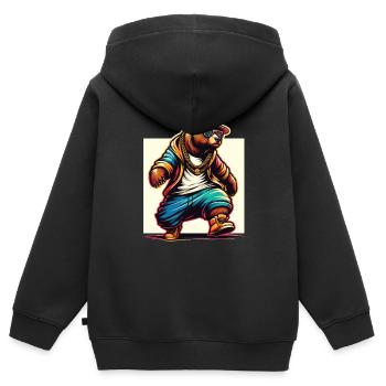 Bär Bären Bärenkopf Bär Braunbär Bären - Kinder Premium Organic Zip Hoodie - Schwarz - Hinten - AI Model Kid Male (0cm)