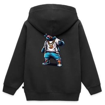 Bär Bären Bärenkopf Bär Braunbär Bären - Kinder Premium Organic Zip Hoodie - Schwarz - Hinten - AI Model Kid Male (0cm)