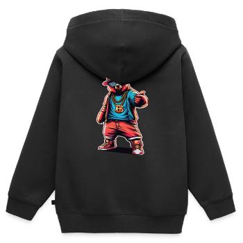 Bär Bären Bärenkopf Bär Braunbär Bären - Kinder Premium Organic Zip Hoodie - Schwarz - Hinten - AI Model Kid Male (0cm)