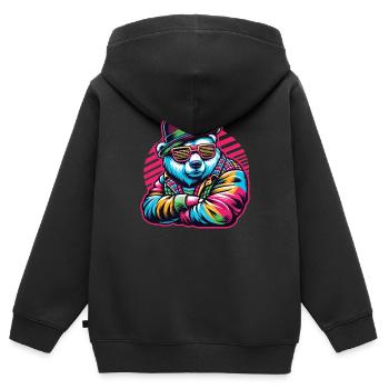 Bär Bären Bärenkopf Bär Braunbär Bären - Kinder Premium Organic Zip Hoodie - Schwarz - Hinten - AI Model Kid Male (0cm)