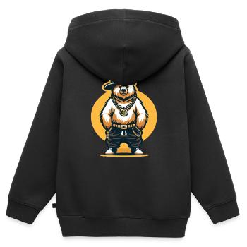 Bär Bären Bärenkopf Bär Braunbär Bären - Kinder Premium Organic Zip Hoodie - Schwarz - Hinten - AI Model Kid Male (0cm)