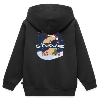 Awesome Steve Name w Santa Hat in Xmas Theme - Kids Premium Organic Zip-up Hoodie - black - Back - AI Model Kid Male (0cm)