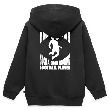 Fußballmannschaft Fußballdesign Fußballspieler - Kinder Premium Organic Zip Hoodie - Schwarz - Hinten - AI Model Kid Male (0cm)