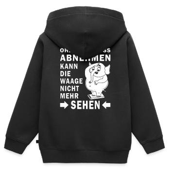 ABNEHMEN - Kinder Premium Organic Zip Hoodie - Schwarz - Hinten - AI Model Kid Male (0cm)