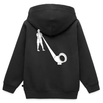 ALPHORN - Kinder Premium Organic Zip Hoodie - Schwarz - Hinten - AI Model Kid Male (0cm)
