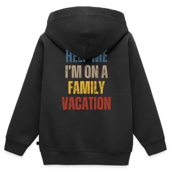Au secours, je suis en vacances en famille - Sweat Premium à capuche zippé enfant bio - noir - Dos - AI Model Kid Male (0cm)