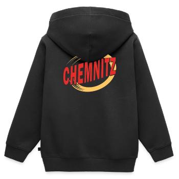 CHEMNITZ - Kinder Premium Organic Zip Hoodie - Schwarz - Hinten - AI Model Kid Male (0cm)