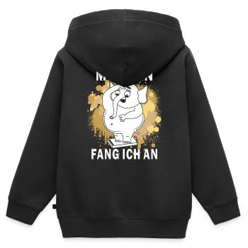 ABNEHMEN MORGEN FANG ICH AN - Kinder Premium Organic Zip Hoodie - Schwarz - Hinten - AI Model Kid Male (0cm)