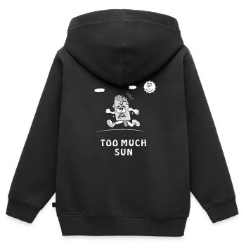 CRÈME GLACÉE À LA CRÈME SOLAIRE ÉVITER TROP DE SOLEIL - Sweat Premium à capuche zippé enfant bio - noir - Dos - AI Model Kid Male (0cm)