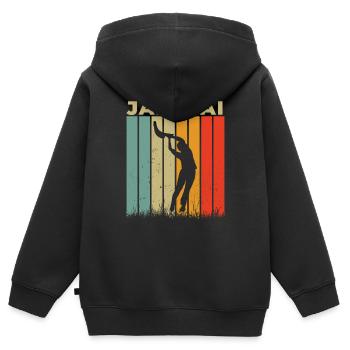 Rétro Jai Alai Pelote Basque Raquette La Plus Rapide - Sweat Premium à capuche zippé enfant bio - noir - Dos - AI Model Kid Male (0cm)