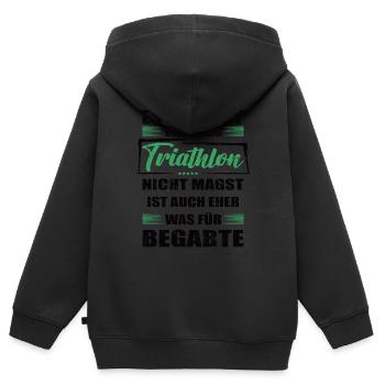 Triathlon Lustiger Spruch für Mann & Frau - Kinder Premium Organic Zip Hoodie - Schwarz - Hinten - AI Model Kid Male (0cm)