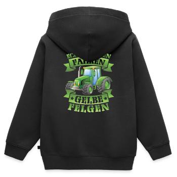 Echte helden fahren gelbe felgen - Kinder Premium Organic Zip Hoodie - Schwarz - Hinten - AI Model Kid Male (0cm)