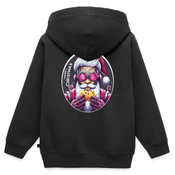 Weihnachtsmann Cyberpunk - Kinder Premium Organic Zip Hoodie - Schwarz - Hinten - AI Model Kid Male (0cm)