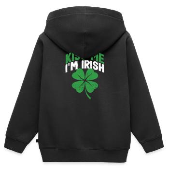 Kiss Me I'm Irish Funny Lucky Shamrock Saint - Kinder Premium Organic Zip Hoodie - Schwarz - Hinten - AI Model Kid Male (0cm)