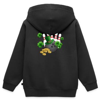 Funny Bowling Balls Shamrock Leprechaun - Kids Premium Organic Zip-up Hoodie - black - Back - AI Model Kid Male (0cm)
