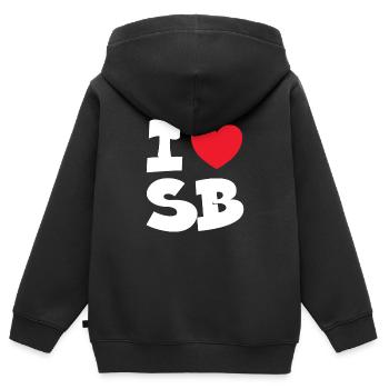 I Love SB Saarbrücken Saarland Saarländisch Saar - Kinder Premium Organic Zip Hoodie - Schwarz - Hinten - AI Model Kid Male (0cm)