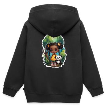 Panda Geschenkidee für Kinder - Kinder Premium Organic Zip Hoodie - Schwarz - Hinten - AI Model Kid Male (0cm)