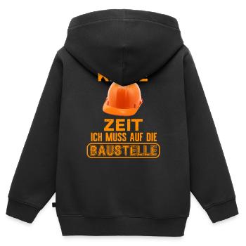 Keine Zeit ich muss auf die Baustelle - Kinder Premium Organic Zip Hoodie - Schwarz - Hinten - AI Model Kid Male (0cm)