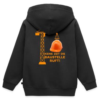 Keine Zeit idie Baustelle ruft Baustellen Sprüche - Kinder Premium Organic Zip Hoodie - Schwarz - Hinten - AI Model Kid Male (0cm)