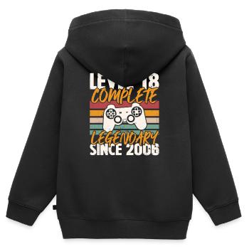 Level 18 Schließe das Geburtstagsgeschenk 2006 ab - Kinder Premium Organic Zip Hoodie - Schwarz - Hinten - AI Model Kid Male (0cm)