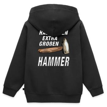 HABE EINEN EXTRA GROßEN HAMMER - Kinder Premium Organic Zip Hoodie - Schwarz - Hinten - AI Model Kid Male (0cm)