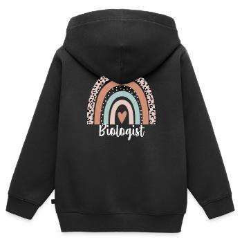 Biologe Regenbogenleopard Lustiger Biologe - Kinder Premium Organic Zip Hoodie - Schwarz - Hinten - AI Model Kid Male (0cm)
