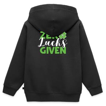 Null Glück gegeben lustig irisch St. Patrick's Day - Kinder Premium Organic Zip Hoodie - Schwarz - Hinten - AI Model Kid Male (0cm)