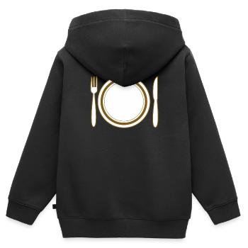 COUVERTS D’ASSIETTE - Sweat Premium à capuche zippé enfant bio - noir - Dos - AI Model Kid Male (0cm)