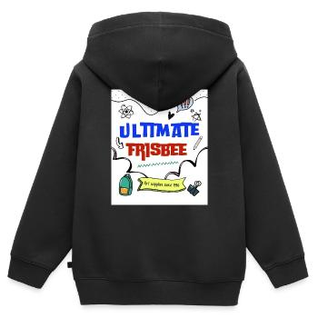 Ulti 55 Weiß - Kinder Premium Organic Zip Hoodie - Schwarz - Hinten - AI Model Kid Male (0cm)