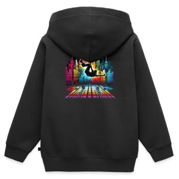 Breakdance Breakdancer Breakdance Enfants - Sweat Premium à capuche zippé enfant bio - noir - Dos - AI Model Kid Male (0cm)