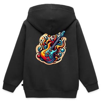 E-Gitarre mit Flammen - Kinder Premium Organic Zip Hoodie - Schwarz - Hinten - AI Model Kid Male (0cm)