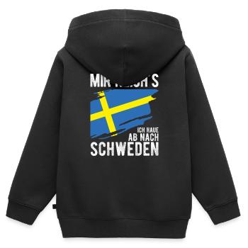 Auswandern Schweden Rente Urlaub Skandinavien Natu - Kinder Premium Organic Zip Hoodie - Schwarz - Hinten - AI Model Kid Male (0cm)