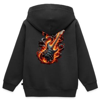 E-Gitarre mit Flammen - Kinder Premium Organic Zip Hoodie - Schwarz - Hinten - AI Model Kid Male (0cm)