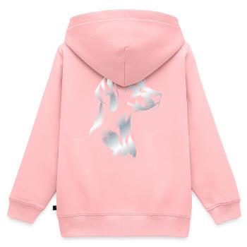 Magyar Vizsla dessin tête argent - Sweat Premium à capuche zippé enfant bio - rose - Dos - AI Model Kid Female (0cm)